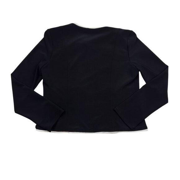 Joseph Ribkoff Black/White Piped Front Pocket Open Front Jacket Women's Size 6 - Picture 4 of 8
